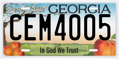 GA license plate CEM4005
