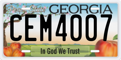GA license plate CEM4007