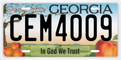 GA license plate CEM4009