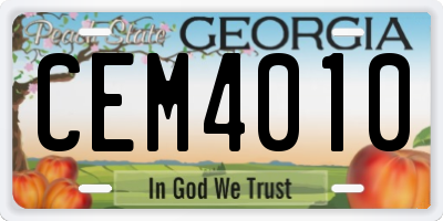 GA license plate CEM4010