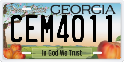 GA license plate CEM4011