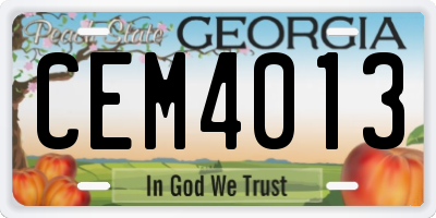 GA license plate CEM4013