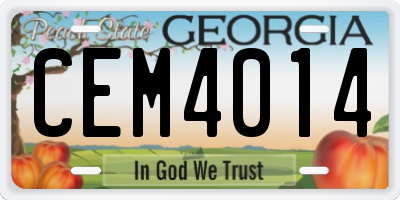 GA license plate CEM4014