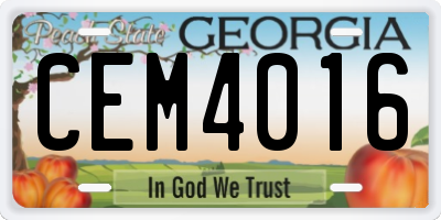 GA license plate CEM4016