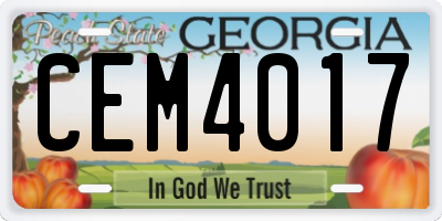 GA license plate CEM4017