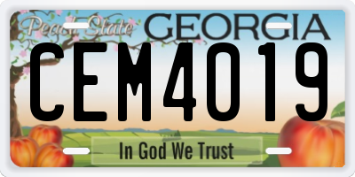 GA license plate CEM4019