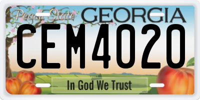 GA license plate CEM4020