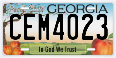 GA license plate CEM4023