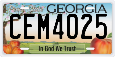 GA license plate CEM4025