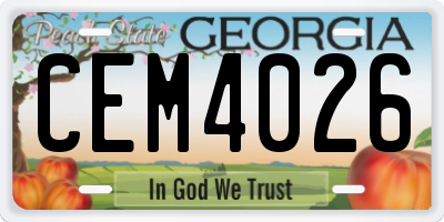 GA license plate CEM4026