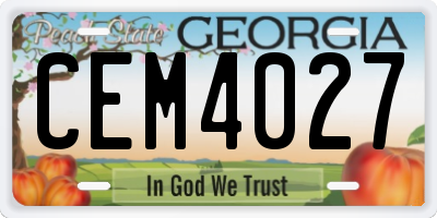 GA license plate CEM4027