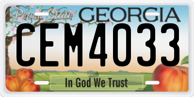 GA license plate CEM4033