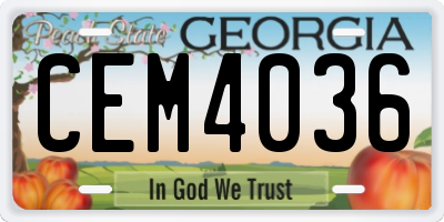 GA license plate CEM4036