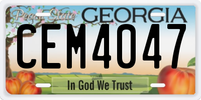 GA license plate CEM4047