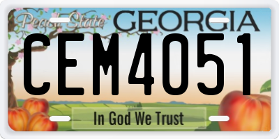GA license plate CEM4051