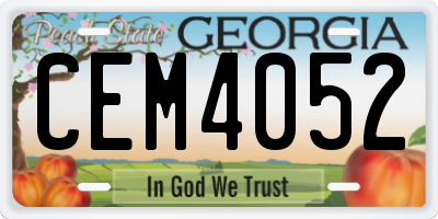 GA license plate CEM4052