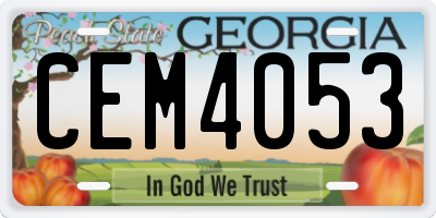 GA license plate CEM4053