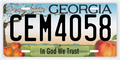 GA license plate CEM4058