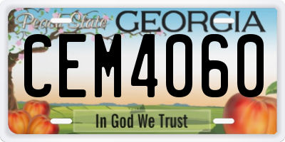 GA license plate CEM4060