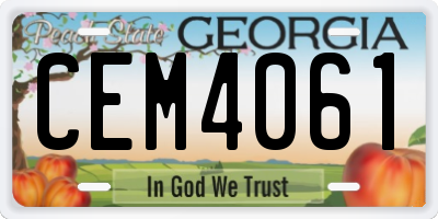 GA license plate CEM4061