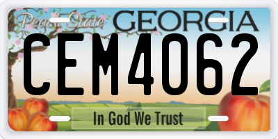 GA license plate CEM4062