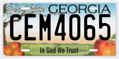 GA license plate CEM4065