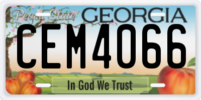 GA license plate CEM4066