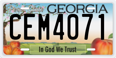 GA license plate CEM4071