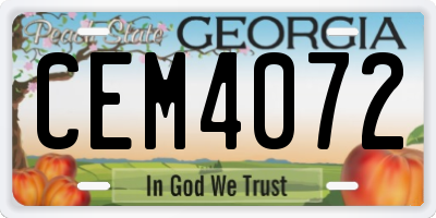 GA license plate CEM4072