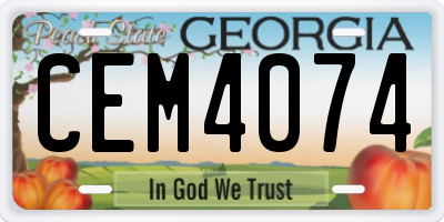 GA license plate CEM4074