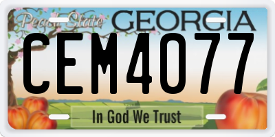 GA license plate CEM4077