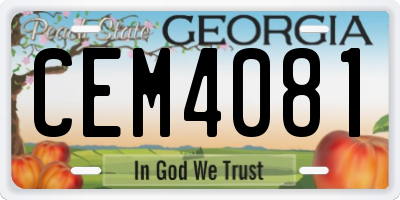 GA license plate CEM4081