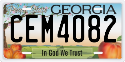 GA license plate CEM4082