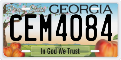 GA license plate CEM4084