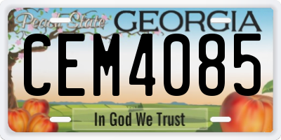 GA license plate CEM4085