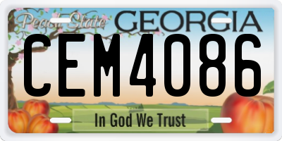 GA license plate CEM4086