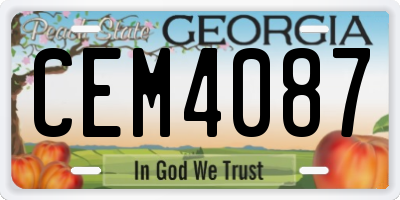 GA license plate CEM4087