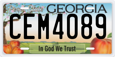 GA license plate CEM4089