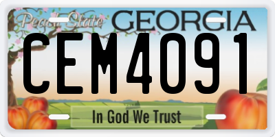 GA license plate CEM4091