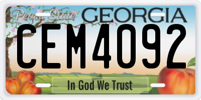 GA license plate CEM4092