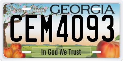 GA license plate CEM4093