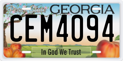 GA license plate CEM4094