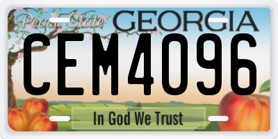 GA license plate CEM4096