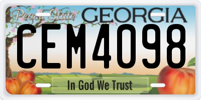 GA license plate CEM4098