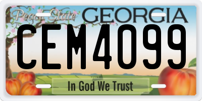 GA license plate CEM4099