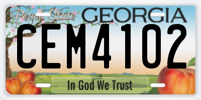 GA license plate CEM4102
