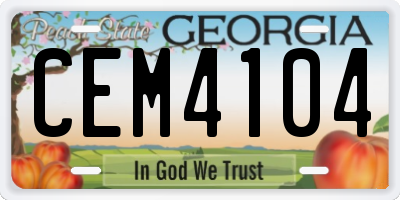 GA license plate CEM4104