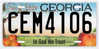 GA license plate CEM4106