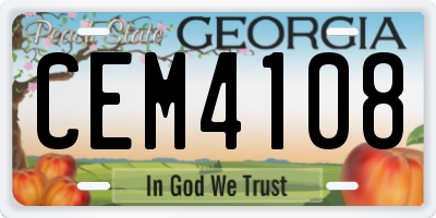 GA license plate CEM4108