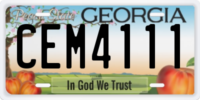 GA license plate CEM4111